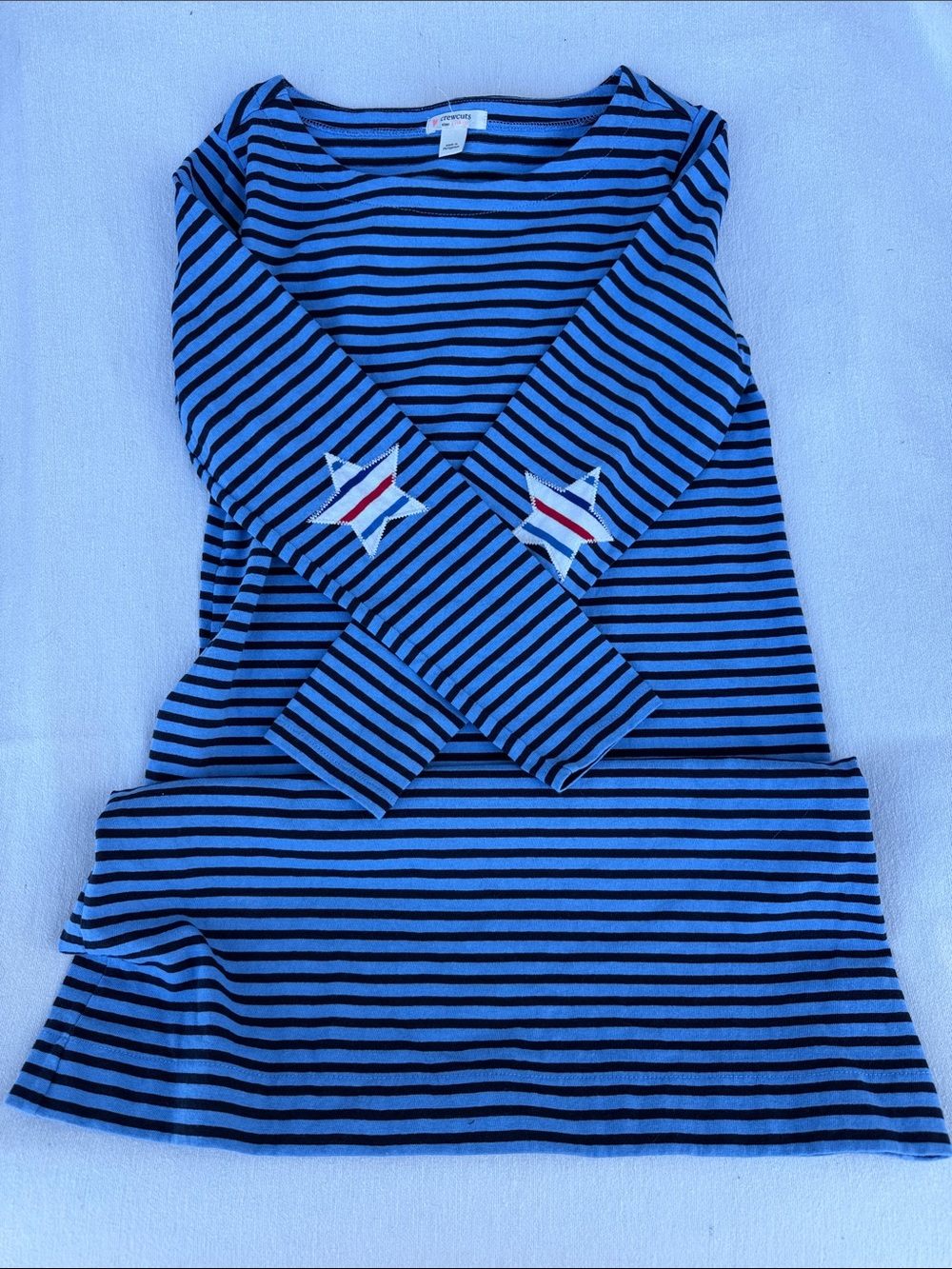 Crewcuts Blue and Black Striped Long Sleeve Kids Dress